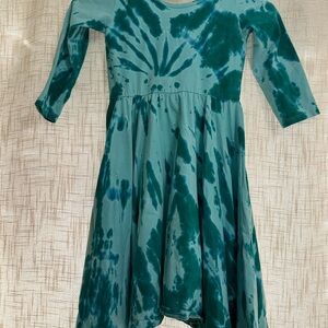 Vibrant Teal Tie-Dye Kids Dress